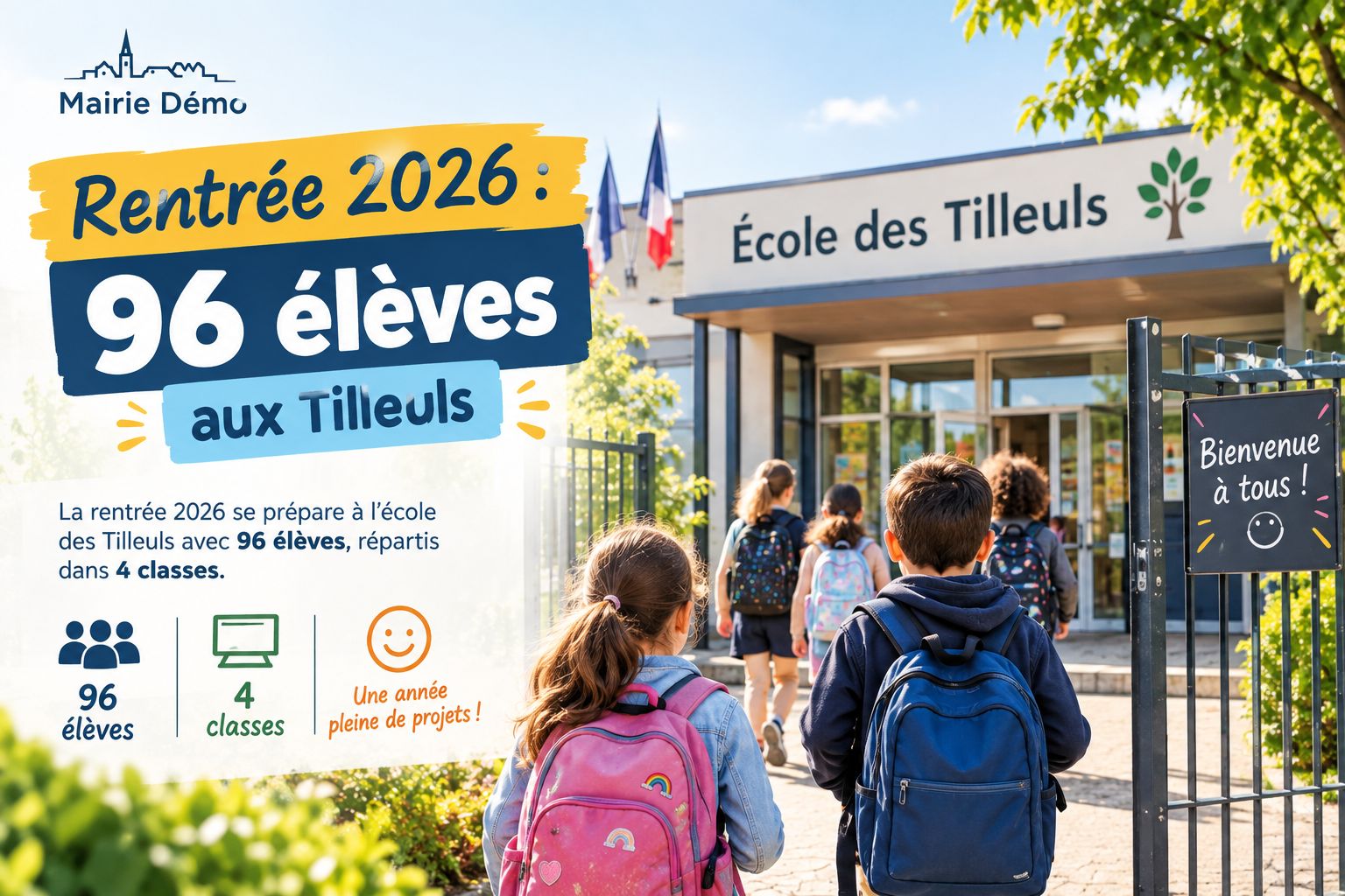 Rentrée 2026 : 96 élèves aux Tilleuls